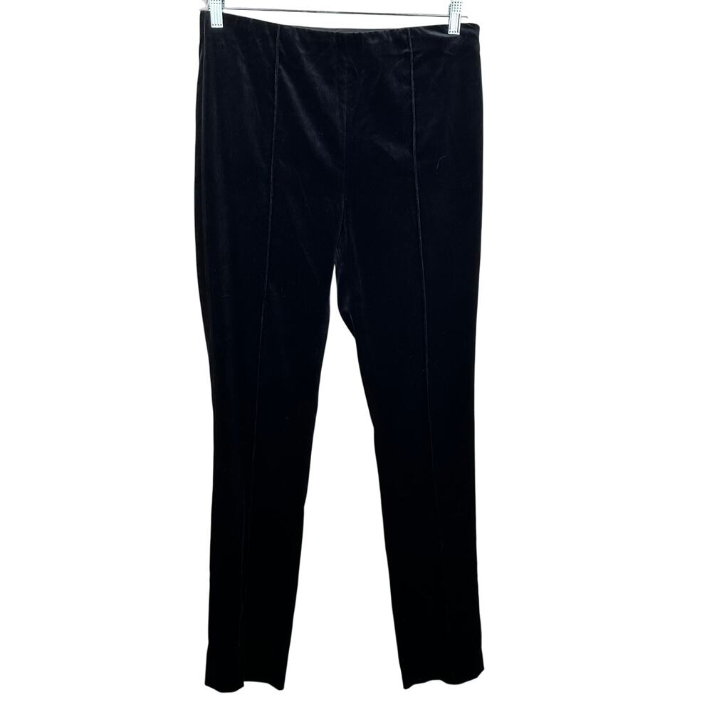 ME+EM Stretch Velvet Slim Trouser Pants Black Women's 10 Quiet Luxury Old Money
